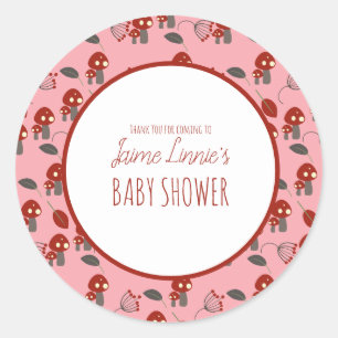Schattige Paddenstoel Baby Shower Tuin Bos Bedank Ronde Sticker
