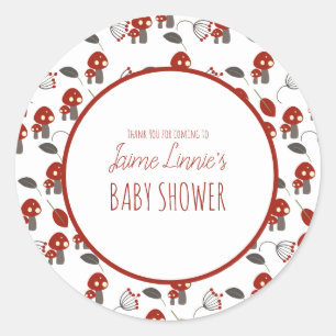Schattige Paddenstoel  Baby Shower Tuin Bos Bedank Ronde Sticker