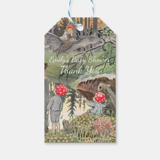 Schattige Paddenstoel Bos Kikker Baby Shower Cadeaulabel (Voorkant)