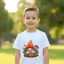 Schattige Paddenstoel Kikker Bloemige Fantasie T-shirt