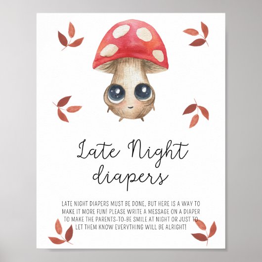 Schattige paddenstoel - Late Night Luiers Poster (Voorkant)