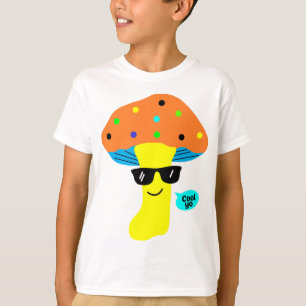 schattige paddenstoel met bril t-shirt