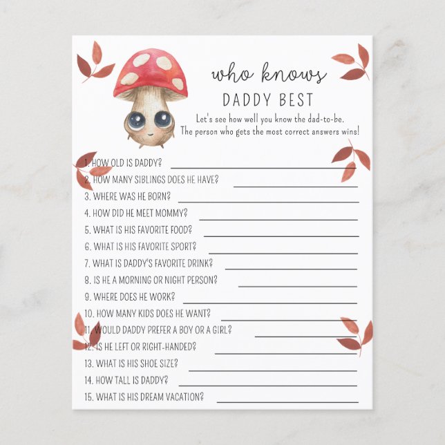 Schattige paddenstoel - Wie kent PAPA het beste (Voorkant)