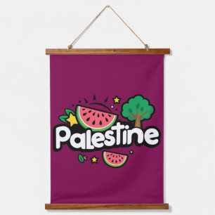 Schattige Palestijns woord omgeven door watermeloe Hangend Wandkleed