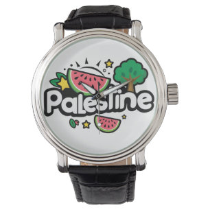 Schattige Palestijns woord omgeven door watermeloe Horloge