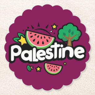 Schattige Palestijns woord omgeven door watermeloe Kartonnen Onderzetters