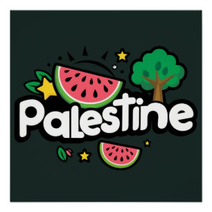 Schattige Palestijns woord omgeven door watermeloe Perfect Poster