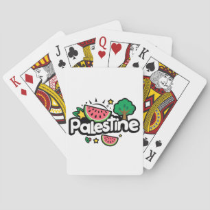 Schattige Palestijns woord omgeven door watermeloe Pokerkaarten