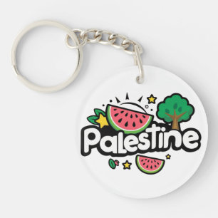 Schattige Palestijns woord omgeven door watermeloe Sleutelhanger
