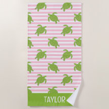 Schattige Palm Beach Roze Rugby Stripes Schildpadd