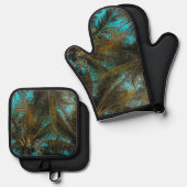 Schattige palmblad ontwerp ovenwant & pannenlap set (Voorkant / Achterkant)