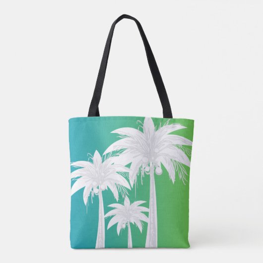Schattige palmboom blauw groen ombre preppy Tas (Achterkant)