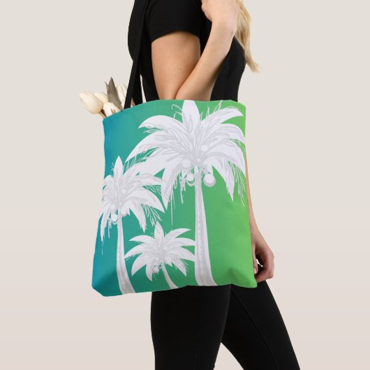 Schattige palmboom blauw groen ombre preppy Tas (Dichtbij)
