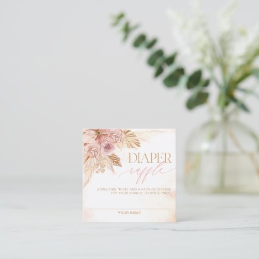 Schattige Pampas Luier Raffle Tickets Baby shower  Informatiekaartje (Staand voorkant)