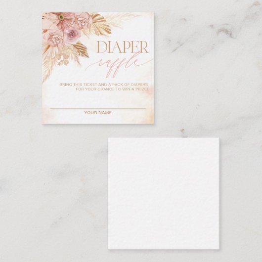 Schattige Pampas Luier Raffle Tickets Baby shower Informatiekaartje (Voorkant / Achterkant)