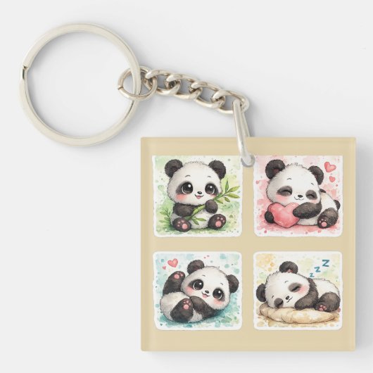 Schattige Panda Acryl Sleutelhanger Esthetisch (voorkant)