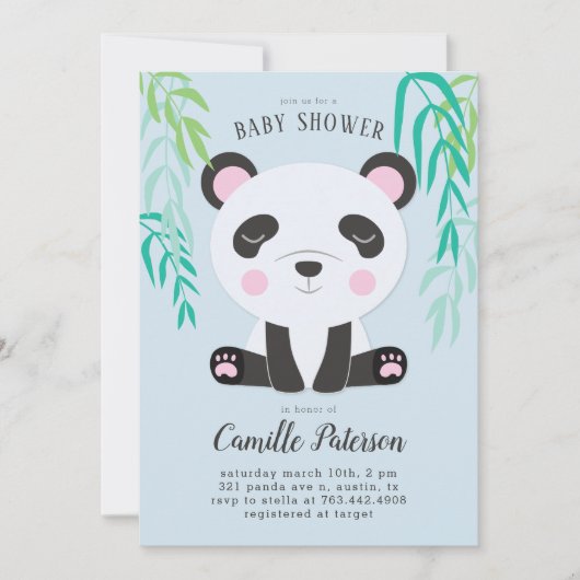 Schattige Panda Baby shower Kaart (Voorkant)
