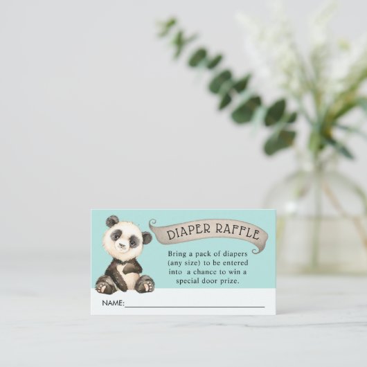 Schattige Panda Baby shower Luier Raffle Informatiekaartje (Staand voorkant)