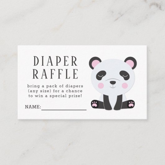 Schattige Panda Baby shower Luier Raffle Ticket Informatiekaartje (Voorkant)