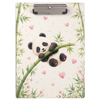 Schattige Panda Bamboe Aquarel Klembord |