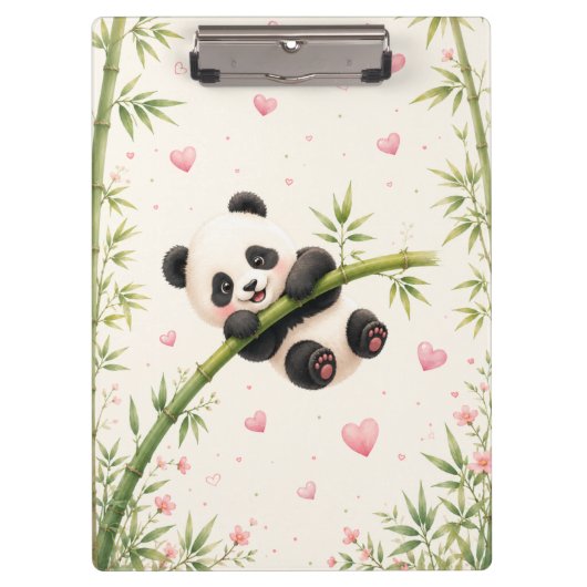 Schattige Panda Bamboe Aquarel Klembord | (Voorkant)