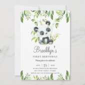 Schattige Panda Bamboe Groen 1e Verjaardagsfeest Kaart (Voorkant)