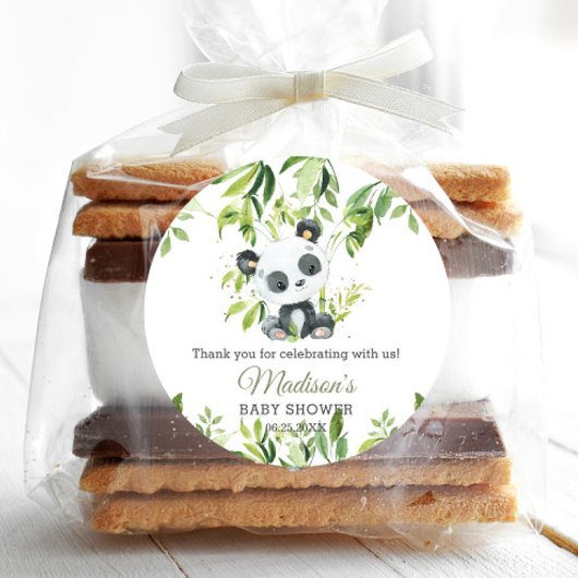 Schattige Panda Bamboe groen Baby shower Neutraal Ronde Sticker