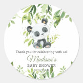 Schattige Panda Bamboe groen Baby shower Neutraal Ronde Sticker (Voorkant)