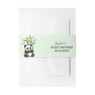 Schattige Panda Bamboe Mint Baby Borrel Uitnodigingen Wikkel