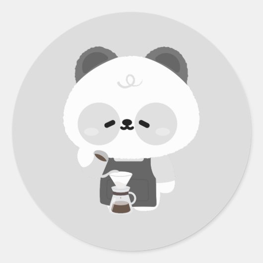 Schattige Panda Barista Ronde Sticker (Voorkant)