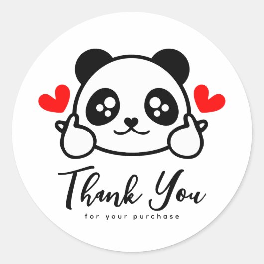Schattige Panda Bedankt voor uw aankoop Ronde Sticker (Voorkant)