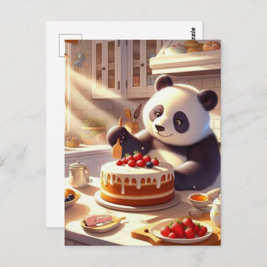 Schattige Panda Beer Baking Cake Briefkaart (Voorkant / Achterkant)