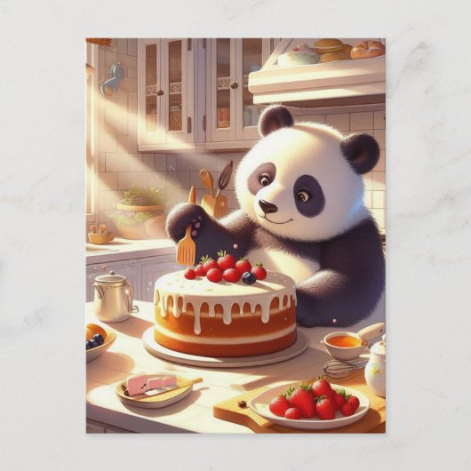 Schattige Panda Beer Baking Cake Briefkaart (Voorkant)