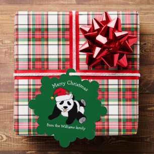 Schattige Panda Beer Christmas Custom Groen van Gi Ornament Kaart