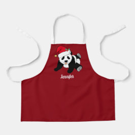 Schattige Panda Beer Custom Rode Kinder Kerst Schort
