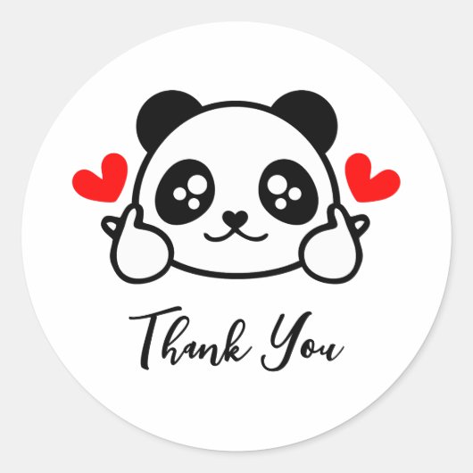 Schattige Panda Beer dank u Ronde Sticker (Voorkant)