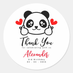 Schattige Panda beer Dank u Verjaardag Ronde Sticker