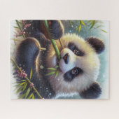 Schattige panda beer die bamboe eet legpuzzel (Horizontaal)