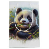 Schattige panda beer die bamboe eet medium cadeauzakje (Voorkant)