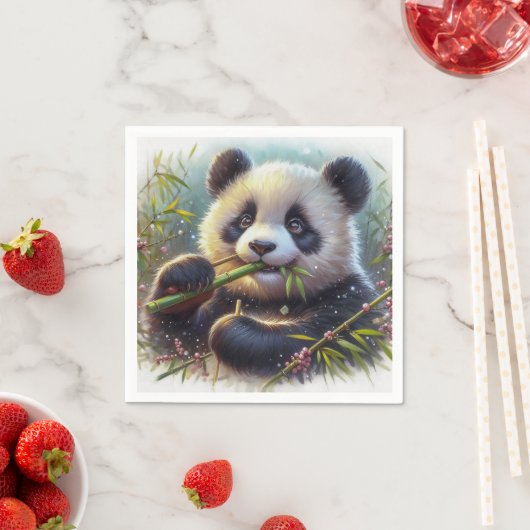 Schattige panda beer die bamboe eet servet (Insitu)