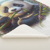 Schattige panda beer eet bamboe sherpa deken (3/4)