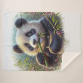 Schattige panda beer eet bamboe sherpa deken (Voorkant (horizontaal))