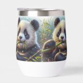 Schattige Panda Beer Eten Bamboe (Rechts)