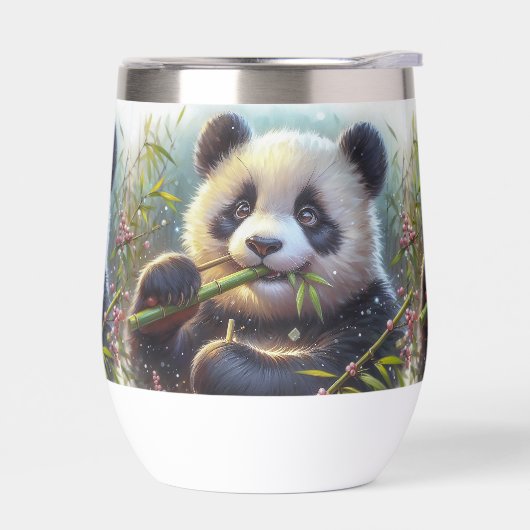 Schattige Panda Beer Eten Bamboe (Links)