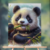 Schattige Panda Beer Eten Bamboe Acryl Bord (Neutraal)