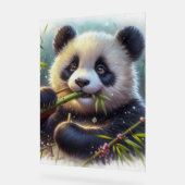 Schattige Panda Beer Eten Bamboe Acryl Bord (Hoek)
