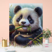 Schattige Panda Beer Eten Bamboe Acryl Bord (Huwelijk)