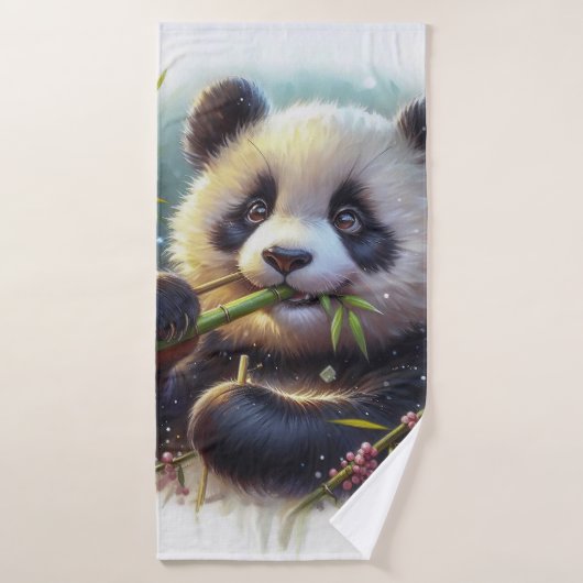 Schattige Panda Beer Eten Bamboe Bad Handdoek (Badhanddoek)