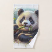 Schattige Panda Beer Eten Bamboe Bad Handdoek (Handdoek)