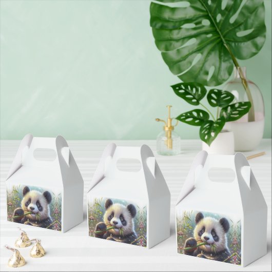 Schattige Panda Beer Eten Bamboe Bedankdoosjes (Meervoudige)